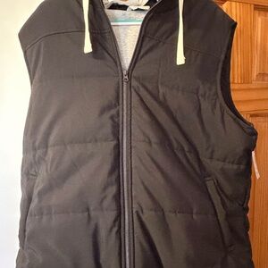 Women’s Sleeveless Black Puffer Vest with removable Hooded Lining